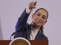 On October 2, 2024, in Mexico City, Mexico, Claudia Sheinbaum, President of Mexico, holds her first morning press conference at the National...