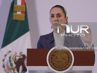 On October 2, 2024, in Mexico City, Mexico, Claudia Sheinbaum, President of Mexico, holds her first morning press conference at the National...