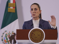 On October 2, 2024, in Mexico City, Mexico, Claudia Sheinbaum, President of Mexico, holds her first morning press conference at the National...