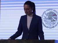 On October 2, 2024, in Mexico City, Mexico, Claudia Sheinbaum, President of Mexico, holds her first morning press conference at the National...