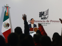 Claudia Sheinbaum Pardo, the first female President of Mexico, speaks during her first briefing conference of her six-year term. She talks a...