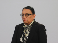 Interior Secretary Rosa Icela Rodriguez is seen during the first informative conference of Claudia Sheinbaum Pardo's six-year term, where sh...