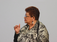 Ernestina Godoy, legal advisor of the Government of Mexico, is seen during the first informative conference of Claudia Sheinbaum Pardo's six...