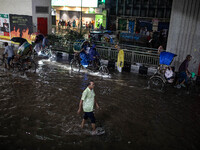 Multiple areas of the city, including many thoroughfares, are waterlogged following prolonged torrential rain in the evening on October 2, 2...