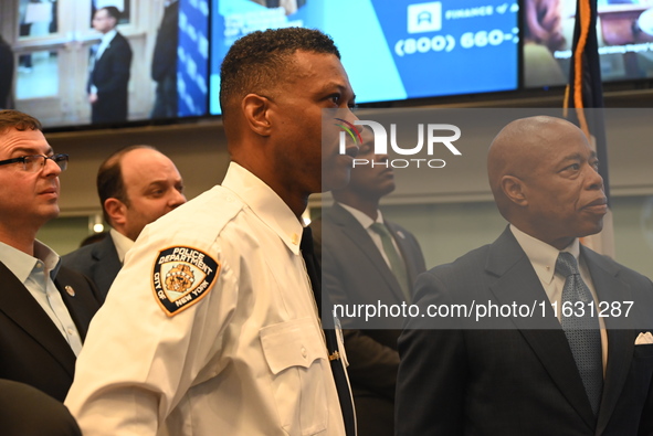 Interim New York City Police Commissioner Thomas G. Donlon and New York City Mayor Eric Adams receive a briefing on the 2024 High Holy Days...