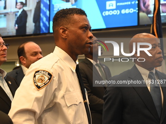 Interim New York City Police Commissioner Thomas G. Donlon and New York City Mayor Eric Adams receive a briefing on the 2024 High Holy Days...