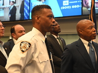 Interim New York City Police Commissioner Thomas G. Donlon and New York City Mayor Eric Adams receive a briefing on the 2024 High Holy Days...