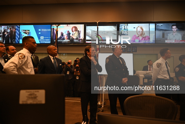 Interim New York City Police Commissioner Thomas G. Donlon and New York City Mayor Eric Adams receive a briefing on the 2024 High Holy Days...