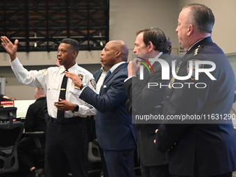 Interim New York City Police Commissioner Thomas G. Donlon and New York City Mayor Eric Adams receive a briefing on the 2024 High Holy Days...