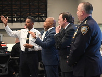 Interim New York City Police Commissioner Thomas G. Donlon and New York City Mayor Eric Adams receive a briefing on the 2024 High Holy Days...