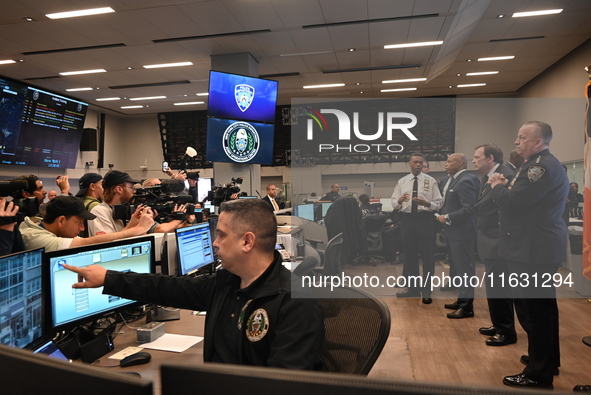 Interim New York City Police Commissioner Thomas G. Donlon and New York City Mayor Eric Adams receive a briefing on the 2024 High Holy Days...