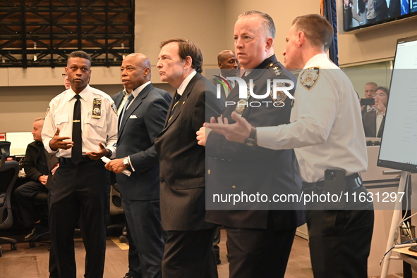 Interim New York City Police Commissioner Thomas G. Donlon and New York City Mayor Eric Adams receive a briefing on the 2024 High Holy Days...