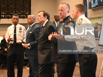 Interim New York City Police Commissioner Thomas G. Donlon and New York City Mayor Eric Adams receive a briefing on the 2024 High Holy Days...