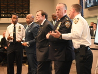 Interim New York City Police Commissioner Thomas G. Donlon and New York City Mayor Eric Adams receive a briefing on the 2024 High Holy Days...