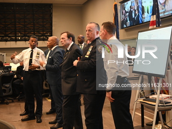 Interim New York City Police Commissioner Thomas G. Donlon and New York City Mayor Eric Adams receive a briefing on the 2024 High Holy Days...