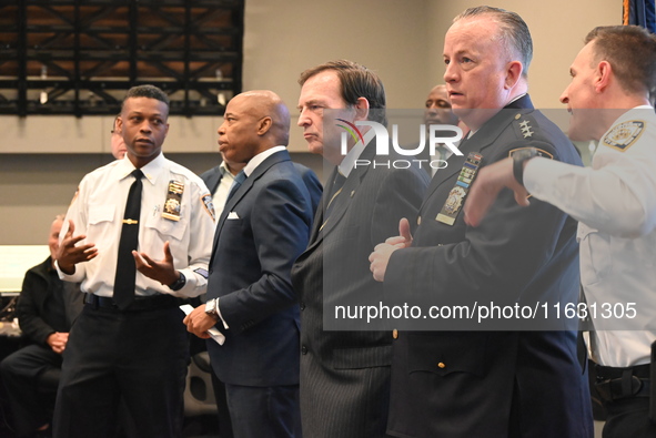 Interim New York City Police Commissioner Thomas G. Donlon and New York City Mayor Eric Adams receive a briefing on the 2024 High Holy Days...