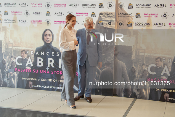 Cristiana Dell'Anna and Giancarlo Giannini attend the photocall for ''Francesca Cabrini'' at Cinema Adriano in Rome, Italy, on October 2, 20...