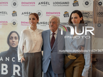 Cristiana Dell'Anna, Giancarlo Giannini, and Romana Maggiora Vergano attend the photocall for ''Francesca Cabrini'' at Cinema Adriano in Rom...