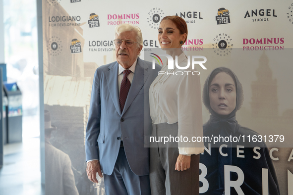 Giancarlo Giannini and Cristiana Dell'Anna attend the photocall for ''Francesca Cabrini'' at Cinema Adriano in Rome, Italy, on October 2, 20...