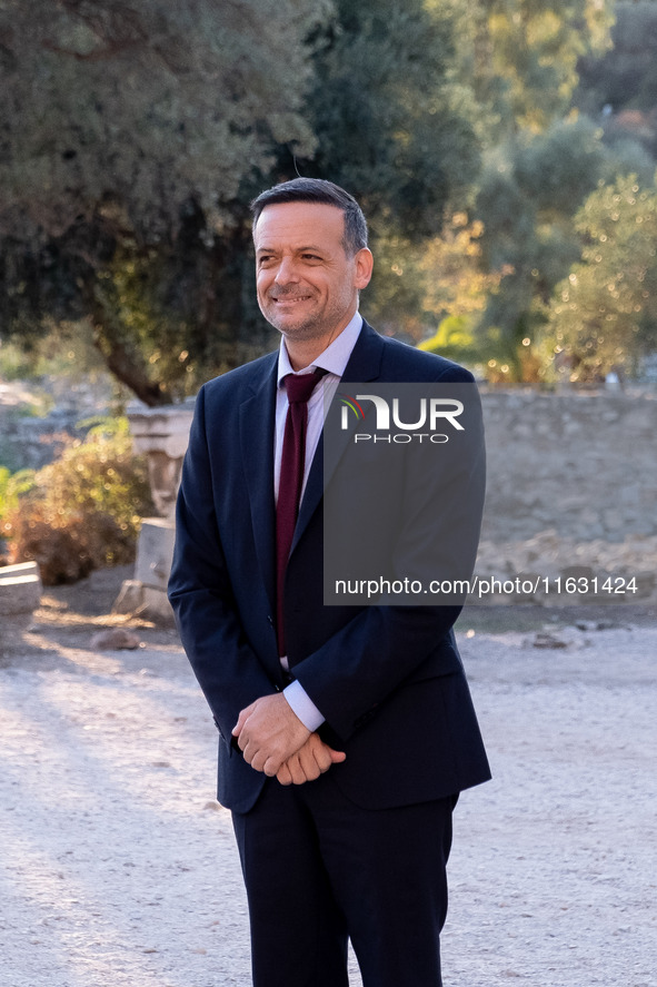 Haris Doukas, the Mayor of Athens, arrives at the Athens Democracy Forum. The President of the Hellenic Republic, Katerina Sakellaropoulou,...