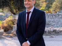 Haris Doukas, the Mayor of Athens, arrives at the Athens Democracy Forum. The President of the Hellenic Republic, Katerina Sakellaropoulou,...