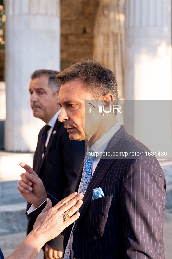 Achielas Tsaltas, the president of the Athens Democracy Forum, arrives at the Athens Democracy Forum. The President of the Hellenic Republic...