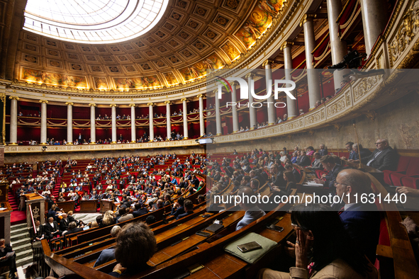 A general view of the National Assembly during the session of questions to the French government in Paris, France, on October 2, 2024. 