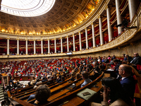 A general view of the National Assembly during the session of questions to the French government in Paris, France, on October 2, 2024. (