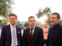 Achielas Tsaltas, the president of the Athens Democracy Forum, and Haris Doukas, the Mayor of Athens, participate in the Athens Democracy Fo...