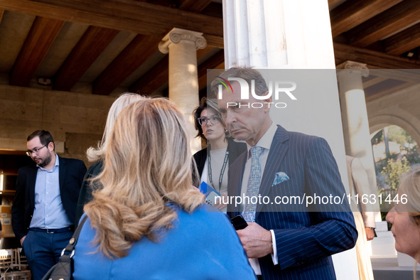 Achielas Tsaltas, the president of the Athens Democracy Forum, arrives at the Athens Democracy Forum. The President of the Hellenic Republic...