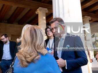 Achielas Tsaltas, the president of the Athens Democracy Forum, arrives at the Athens Democracy Forum. The President of the Hellenic Republic...