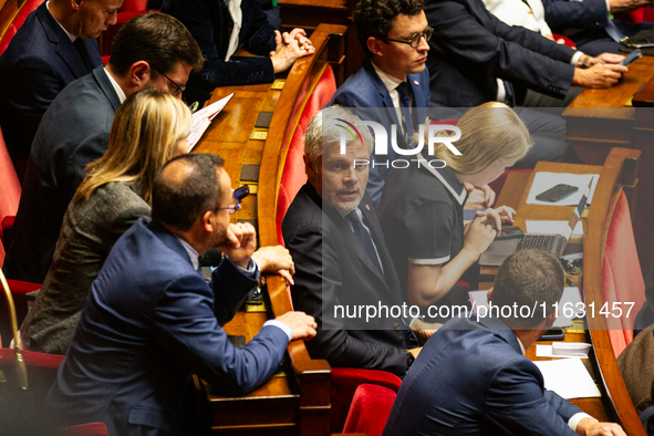 Laurent Wauquiez, President of the Droite Republicaine group, is seen during a session of questions to the government at the National Assemb...