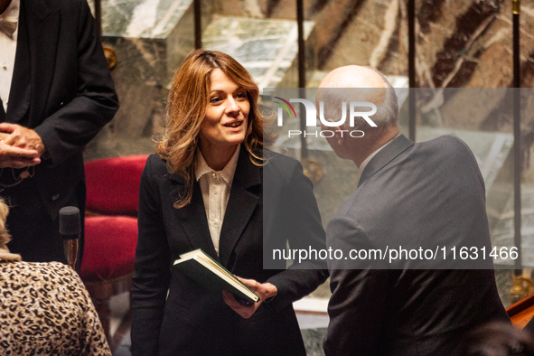 Maud Bregeon, Minister attached to the Prime Minister and Government Spokesman, is seen during the session of questions to the government at...