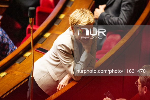 Clementine Autain, deputy of the Ecologiste et Social group, is seen during the sessions of questions to the government at the National Asse...