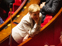 Clementine Autain, deputy of the Ecologiste et Social group, is seen during the sessions of questions to the government at the National Asse...