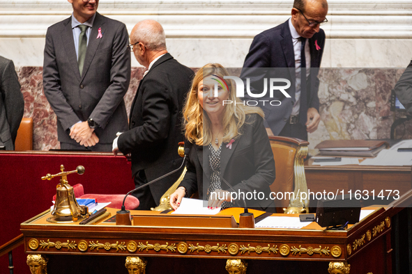 Yael Braun-Pivet, president of the French National Assembly, is seen during the session of questions to the government in Paris, France, on...