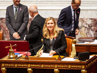 Yael Braun-Pivet, president of the French National Assembly, is seen during the session of questions to the government in Paris, France, on...