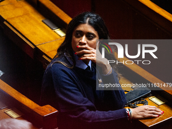 Prisca Thevenot, deputy of the Ensemble Pour la Republique group, is seen during the session of questions to the government at the National...