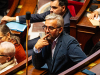 Alexis Corbiere, deputy of the Ecologiste et Social group, is seen during the session of questions to the government at the National Assembl...