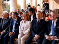 The President of the Hellenic Republic, Katerina Sakellaropoulou, Achielas Tsaltas, the president of the Athens Democracy Forum, Haris Douka...