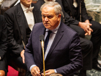 Francois-Noel Buffet, Minister attached to the Prime Minister responsible for Overseas France, speaks during the session of questions to the...