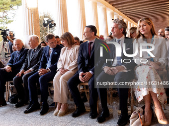 The President of the Hellenic Republic, Katerina Sakellaropoulou, Achielas Tsaltas, the president of the Athens Democracy Forum, Haris Douka...