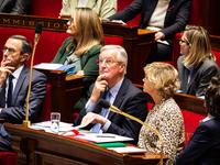 French Prime Minister Michel Barnier is seen at the National Assembly during a session of questions to the government in Paris, France, on O...