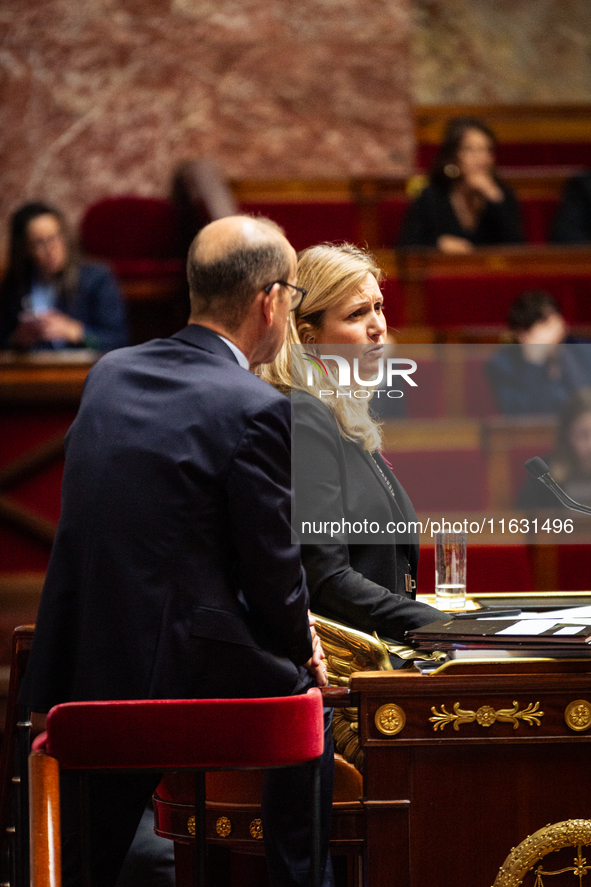 Yael Braun-Pivet, president of the French National Assembly, is seen during the session of questions to the government in Paris, France, on...