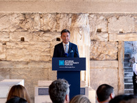 Achielas Tsaltas, the president of the Athens Democracy Forum, speaks at the Athens Democracy Forum. The President of the Hellenic Republic,...