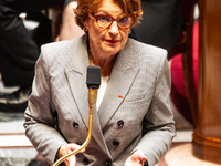 Annie Genevard, Minister for Agriculture, Food Sovereignty and Forestry, speaks during the session of questions to the government at the Nat...