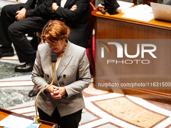 Annie Genevard, Minister for Agriculture, Food Sovereignty and Forestry, speaks during the session of questions to the government at the Nat...