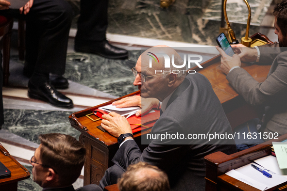 Didier Migaud, Keeper of the Seals and Minister of Justice, is seen during the session of questions to the government at the National Assemb...