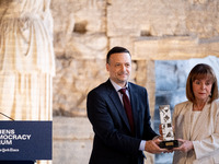 Within the framework of the Athens Democracy Forum, the President of the Hellenic Republic, Katerina Sakellaropoulou, receives the 'Athens C...