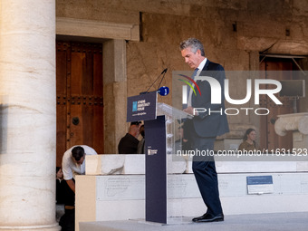 Stephen Dunbar-Johnson, the president of International of The New York Times Company, speaks at the Athens Democracy Forum. The President of...